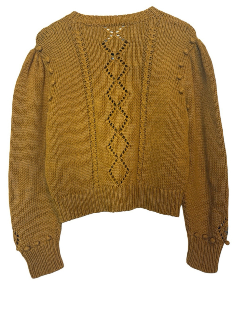 RARE DÔEN Forget Me Not Embroidered Floral Bobble Knit Cardigan Sweater Tan XL - Picture 8 of 14